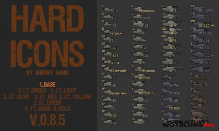 HARDicons(иконки танков) для WoT версии 0.8.5