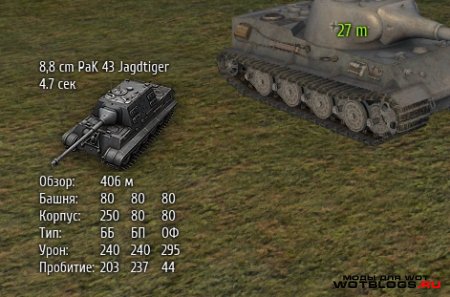 Информационная панель выбранной цели для WoT 0.8.8