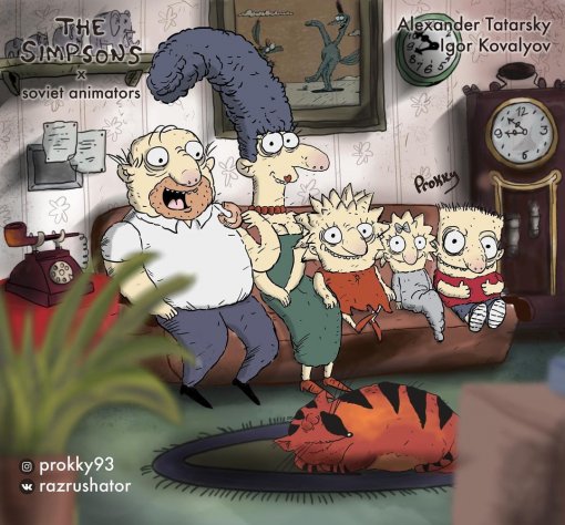 Следствие ведут Симпсоны: художник нарисовал героев сериала в стиле советских мультиков