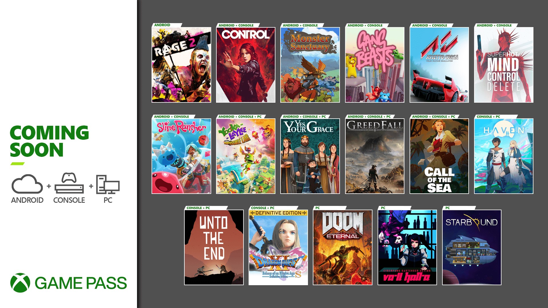 В Xbox Game Pass добавят Control, Slime Rancher, GreedFall, Monster Sanctuary и многое другое в декабре